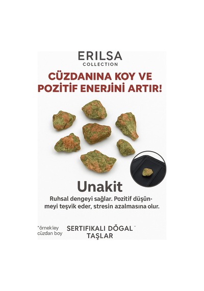 Sertifikalı Ham Cüzdan Boy Unakit Taşı Kütle - Duygusal Şifa Ve Günlük Ruhsal Denge