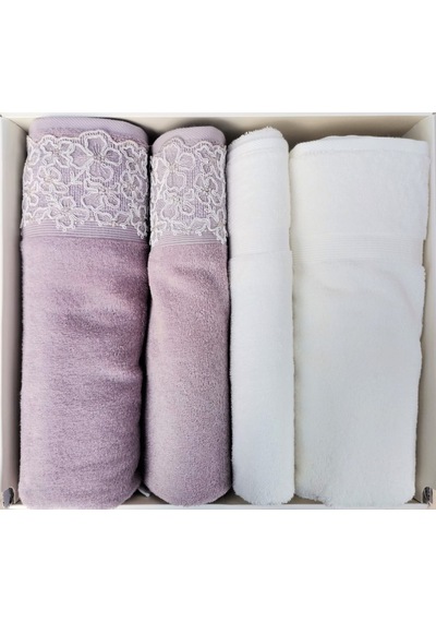 Begonvıl Krem-mürdüm Best Set Hamam Takımı Krem