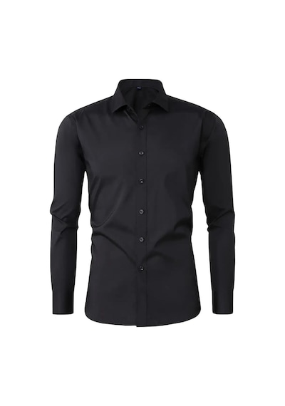 Erkek Slim Fitt Uzun Kol Likralı Gömlek 2390 Bgl-st04744 Siyah