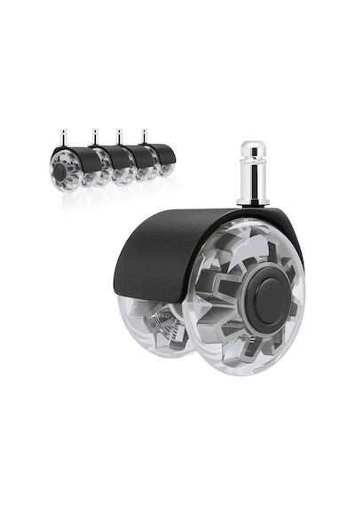 S-wheels Titan Oyuncu Koltuğu Tekeri 50mm Ofis Koltuk Tekeri Ultra Sessiz Sandalye Tekeri Beyaz - Siyah