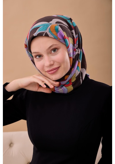 Silk Home Olinda İpek Eşarp 47003-05 Acı Kahve, Kırmızı, Turkuaz, Leylak, Turuncu