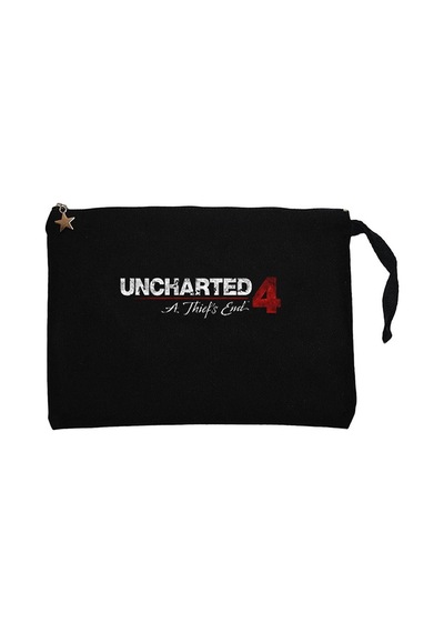 Uncharted 4 Logo Siyah Clutch Astarlı Cüzdan / El Çantası Siyah