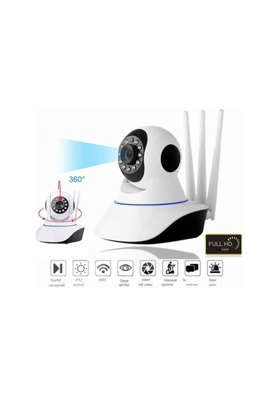 Qasul Hd 1080p Gece Görüşü 360 Açı Ayarlanabilir Güvenlik Kamera