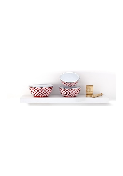 Bonera Emaye Olbia 6 Pcs Kase Seti - Kırmızı