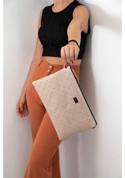Silver Polo Sp1034 Kadın Portföy & Clutch Logolu Nut-siyah