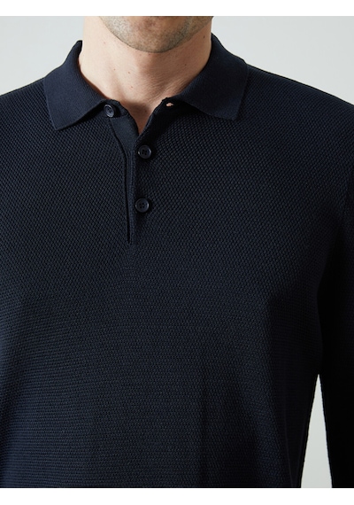 Lcwaıkıkı Classic Lacivert Polo Yaka Uzun Kollu Erkek Triko Kazak