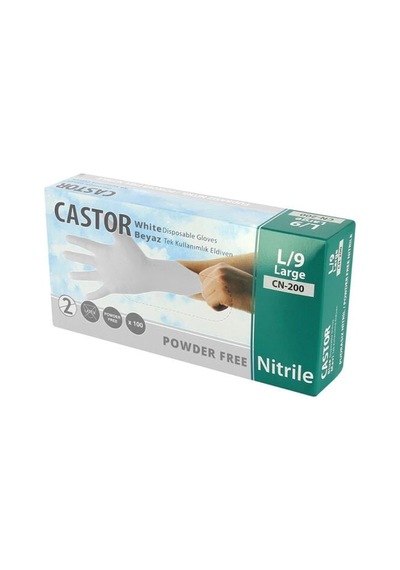 Castor Cn-200 Pudrasız Muayene Eldiveni Beyaz-l