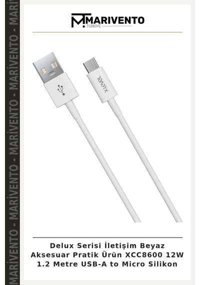 Delux Serisi İletişim Beyaz Aksesuar Pratik Ürün Xcc8600 12w 1.2 Metre Usb-a To Micro Silikon