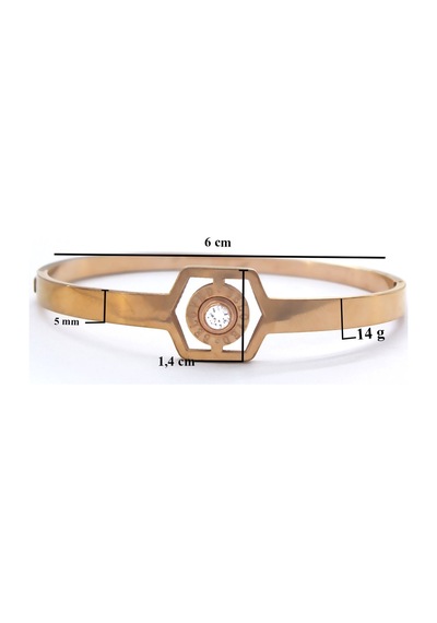 Bz 316l Çelik Rose Zirkon Tek Taşlı Spor Kelepçe Blz-488 Rose Gold