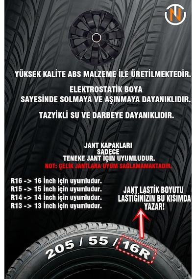 Hyundai Accent Era 15 İnç Jant Kapağı Takım Siyah S113