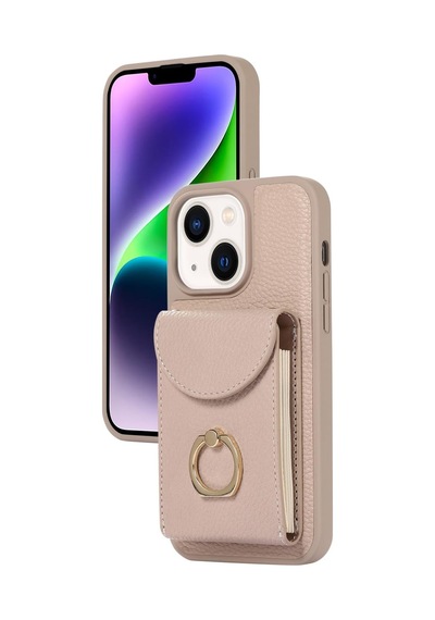 Teleplus Apple Uyumlu iPhone 14 Kılıf Kartlıklı Yüzüklü El Askılı H34 Kılıf
