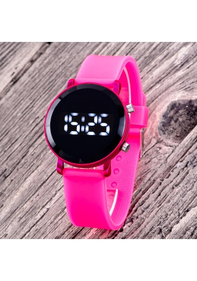 Fuşya Renk Kız Çocuk Saati Led Watch Hediye Bileklik Kol Saat ST-304313
