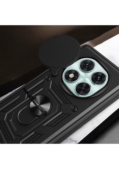 Xiaomi Redmi Note 14 Pro 5g Kılıf Magnetik Standlı Kamera Korumalı Zore Sürgülü Vega Kapak Siyah