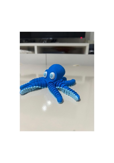 Setra 3d Studio Setra 3d Hareketli Mafsallı Dev Ahtapot - 17.5 Cm Büyük Boy - Mavi Renk Rahatlatıcı Figür