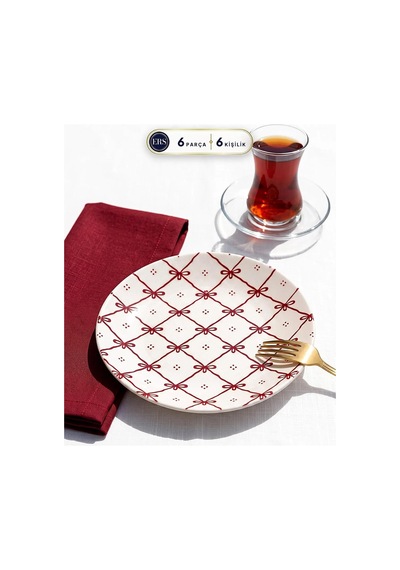 Fiyonk Kareli 6'lı Pasta Tabağı Seti 20 Cm Çok Renkli