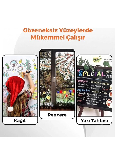 Jarmelo Pencere Boya Kalemleri 6 Adet Ja96703 Çok Renkli