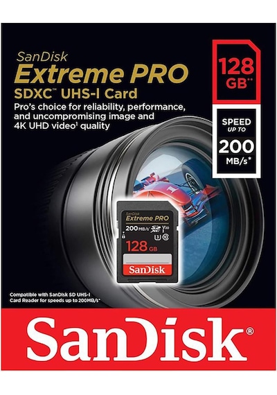SanDisk Extreme Pro SDSDXXD-128G-GN4IN 128 GB 200 MB/S SDXC V30 UHS-I U3 Hafıza Kartı