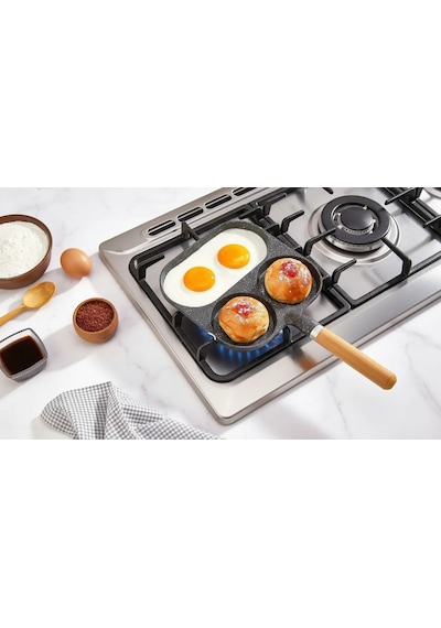 3 Bölmeli Granit Döküm Tava Pancake Yumurta Mücver Omlet Tavası Diğer