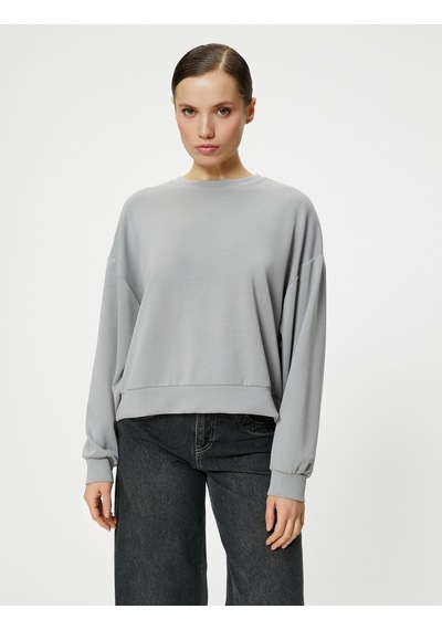 Koton Basic Sweatshirt Bisiklet Yaka Modal Karışımlı Gri 4sak10249ek Gri
