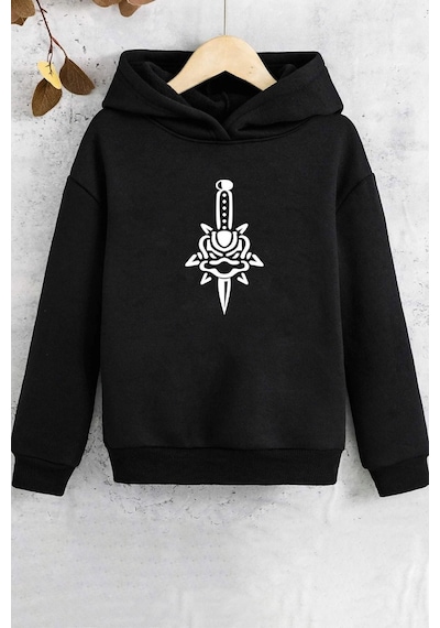 Uyguntarz Çocuk Skullcracked Baskılı Sweatshirt Siyah