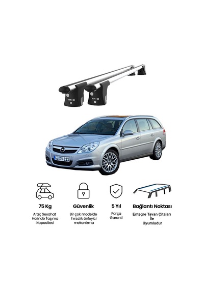 Trio-ıı Opel Vectra Kombi 2003-2008 Uyumlu Kilitli Ara Atkı 120cm Port Bagaj Tavan Barı