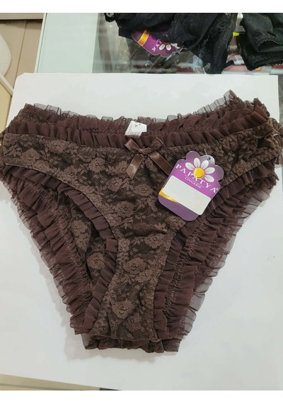 Papatya Dantel Detay Kadın Slip Külot V62 Kahverengi