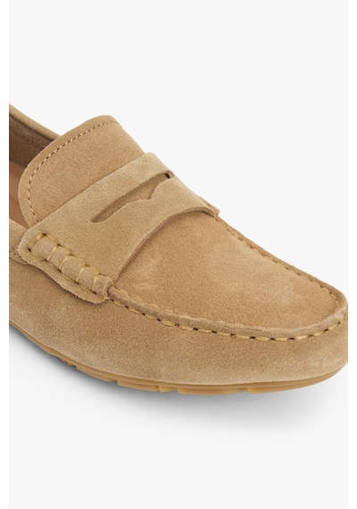 Tommy Hilfiger Flag Yumuşak Driver Kadın Bej Loafer-13413 Koyu Bej