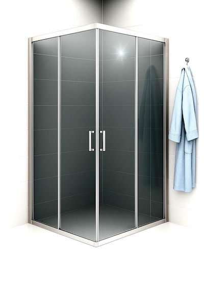 Duşakabin Füme Temper Cam Elegant Seri Kare Krom Profil - Yükseklik: 190 Cm Krom