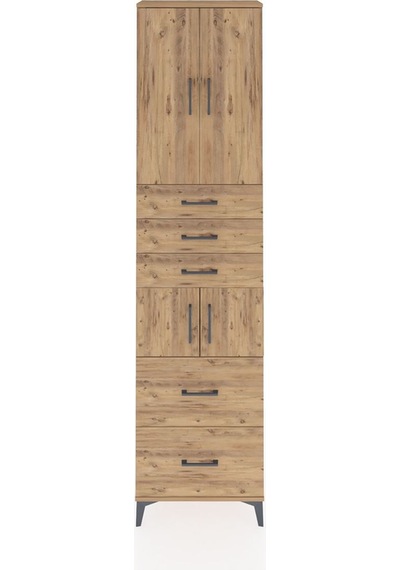 Arges Dolap 4 Raflı 5 Çekmeceli 4 Kapaklı 60x30x243 Çam-çam Çam