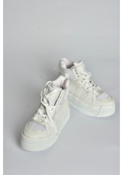 Fox Shoes V973019109 Beyaz Kalın Tabanlı Kadın Spor Ayakkabı Sneakers Beyaz