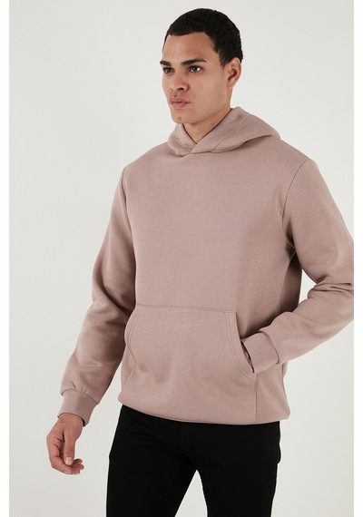 Buratti Regular Fit Kapüşonlu Kanguru Cepli Içi Tüylü Yumuşak Şardonlu Erkek Sweat 5905281 Gül