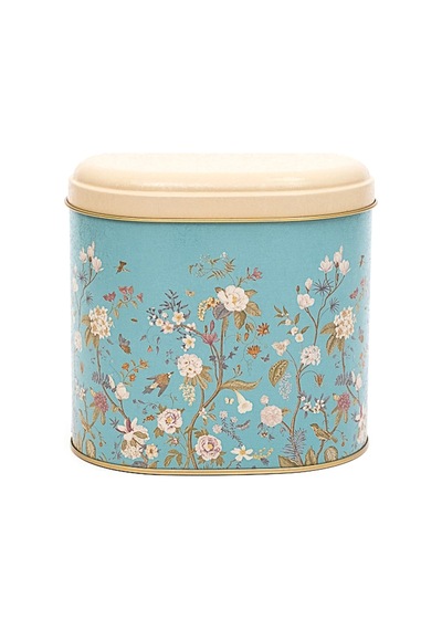 Botanica Blue Desenli Oval Metal Saklama Kabı 14 x 12 x 13 CM 1.4 L Çok Renkli