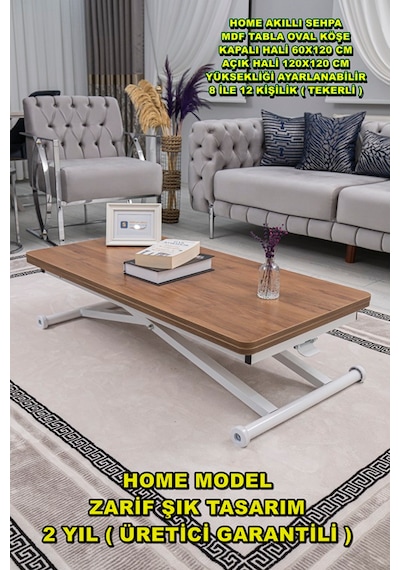 Home Üst Tabla Mdf Ceviz Oval Köşe Alt Beyaz