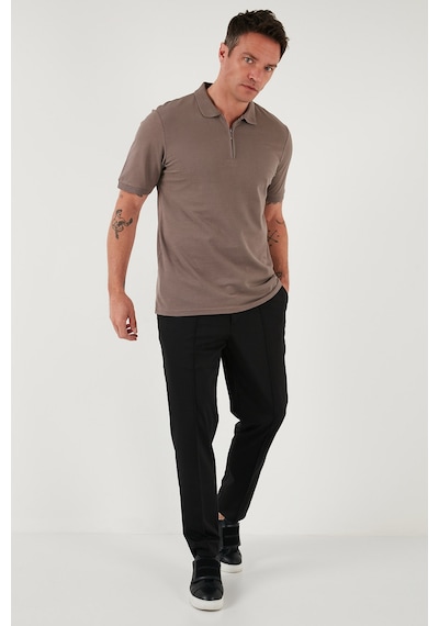 Buratti Pamuklu Regular Fit Yarım Fermuarlı 3'Lü Paket Erkek Polo Yaka T Shirt 5903008S3 Indigo-Nefti-Toprak