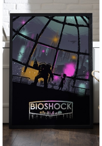Bioshock Siyah Ahşap Çerçeveli Poster, Dekoratif Oyun Duvar Tablosu