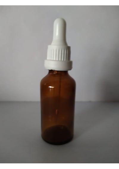 50Ml Cam Amber İnce Damlalıklı Kilitli Kapak Beyaz(10 Ade...