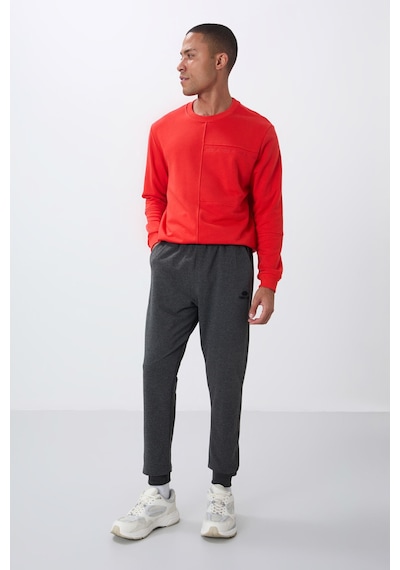 Tommy Life Antrasit Melanj Klasik Cepli Standart Kalıp Manşetli Erkek Eşofman Alt - 84652 Antrasit - Melanj