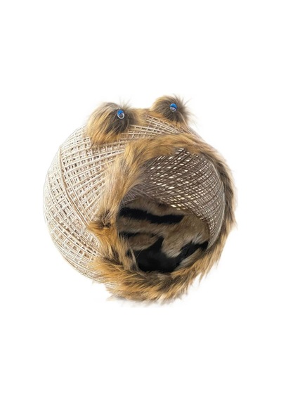 Kedi Mağarası Peluş Girişli Hasır Kedi Evi Kedilerin Favorisi