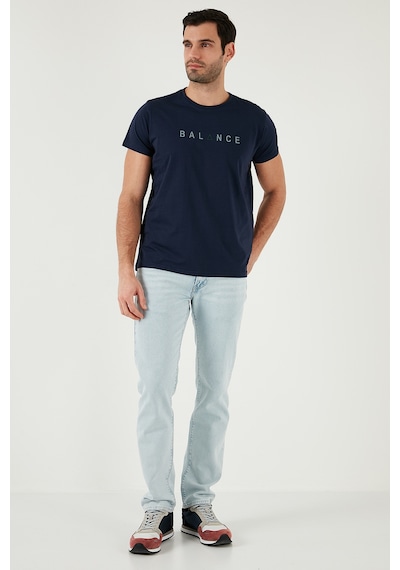Buratti Pamuklu Slim Fit Bisiklet Yaka Erkek T Shirt 541Balance Açık Lacivert