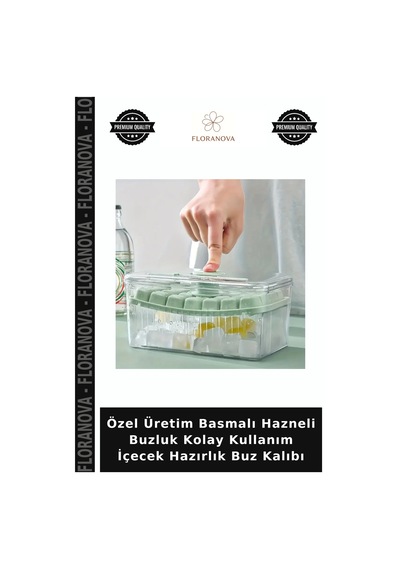 Özel Üretim Basmalı Hazneli Buzluk Kolay Kullanım İçecek Hazırlık Buz Kalıbı Çok Renkli