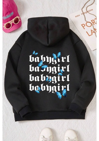Uyguntarz Baskılı Erkek - Kız Çocuk Rahat Kalıp Sweatshirt Siyah