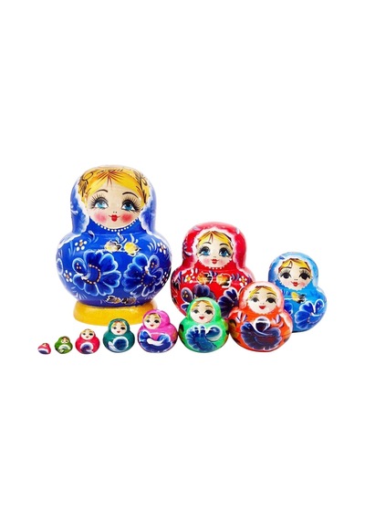 Onlu Ahşap Matruşka Bebek Seti Tombul 15cm Renkli 10 Parça T15
