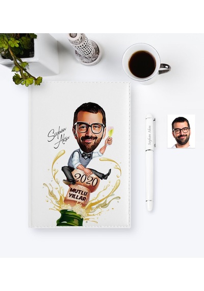 Kişiye Özel Yılbaşı Temalı Bay Karikatürlü 2021 Ajanda Kalem Seti N11.1723