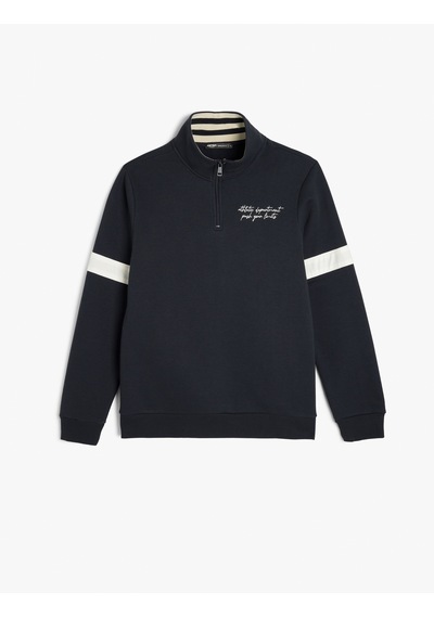 Koton Yarım Fermuarlı Yaka Sweatshirt Slogan İşlemeli Şardonlu Pamuk Karışımlı Lacivert 5wam70171mk Lacivert Koton Yarım Fermuarlı Yaka Sweatshirt Slogan İşlemeli Şardonlu Pamuk Karışımlı Lacivert 5wam70171mk Lacivert
