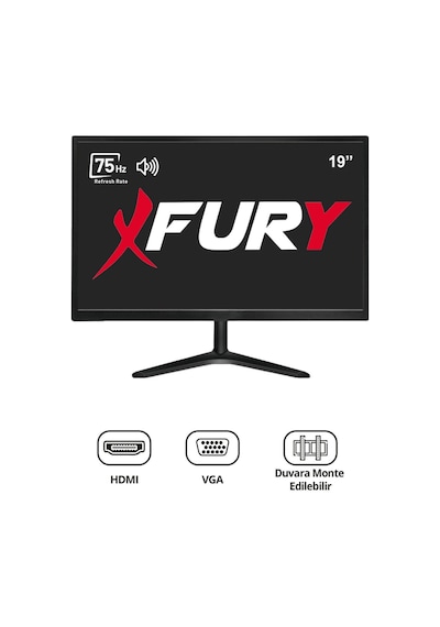 Fury 19" Geniş Ekran 75 Hz 5ms Dahili Hoparlör Vga,hdmı,ses Sesli Led Monitör