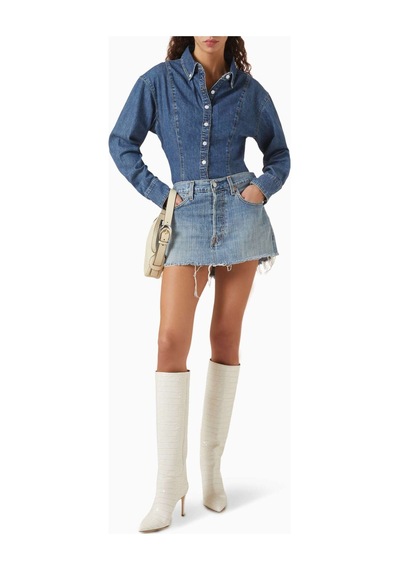 Banana Cici Mavi Rose Gömlek - Denim - Klasik & Modern Tasarım, Fitted Silhouette & Düğmeli Ön