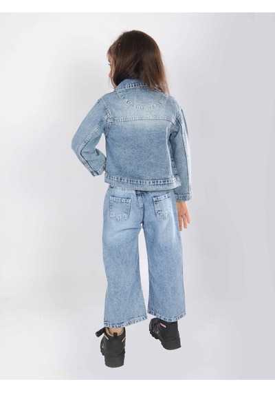 Xo Kids Kız Çocuk 3lü Alt Üst Jean Takmı 1-4 Yaş Set0481 Mavi