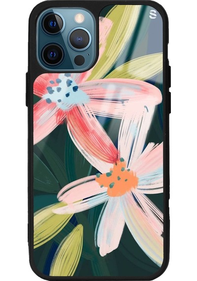 Apple Uyumlu iPhone 11 Pro Suluboya Çiçek Tasarımlı Glossy Telefon Kılıfı Çok Renkli