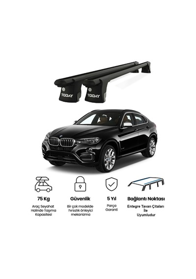Trio-ıı Bmw X6 2015 Ve Sonrası Uyumlu Siyah Kilitli Ara Atkı 135cm Port Bagaj Tavan Barı