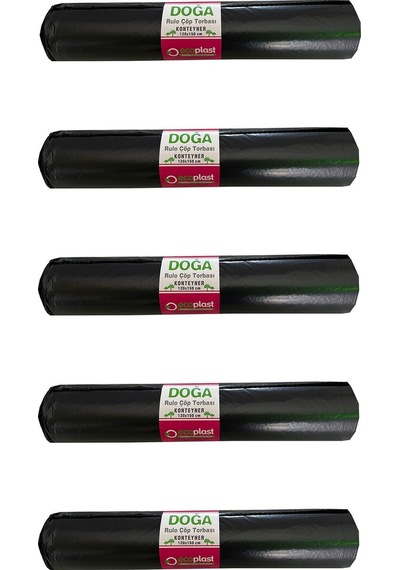 Doğa 240 L Siyah Hantal Konteyner Çöp Torbası 700 G 5 x 10'lu 120 x 150 CM